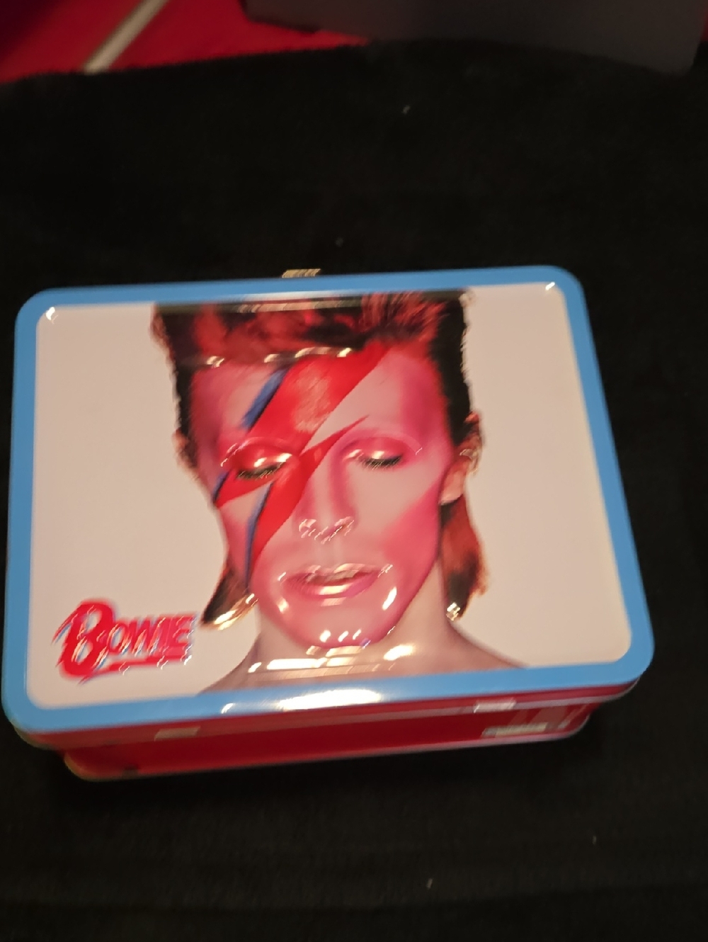 David Bowie Ziggy Stardust Collectible Tin Lunchbox - Red, Pink, Blue
